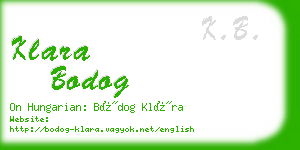 klara bodog business card